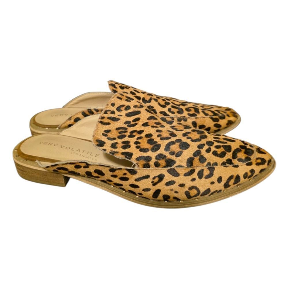 VERY VOLATILE Leopard Pony Hair Mules Shoes - Size 9